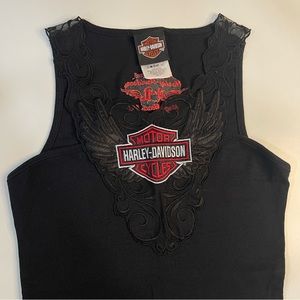 Rare Harley Davidson Tank Black Mesh Wings 🪽 Details